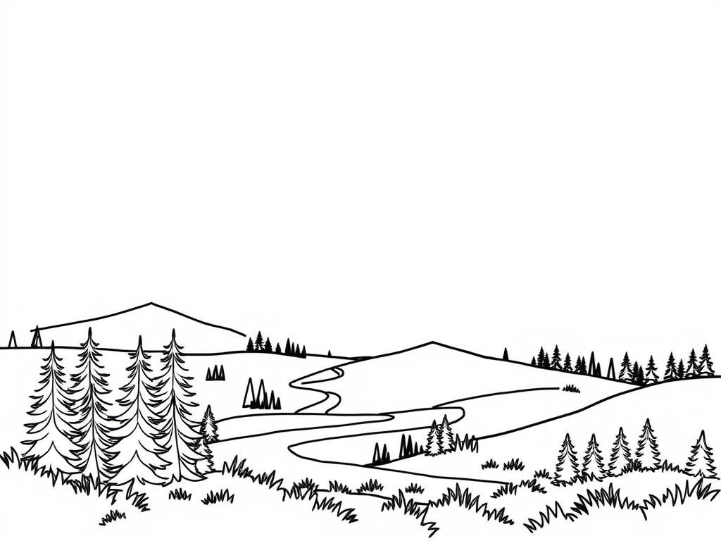 Nature Landscape Coloring Page