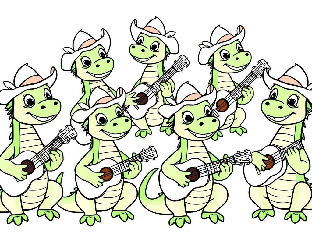 Dino Band Coloring Page