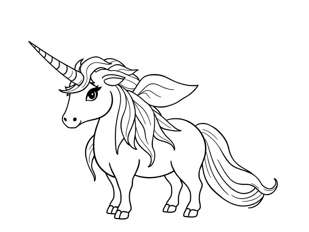 Coloring Page of an Enchanting Unicorn