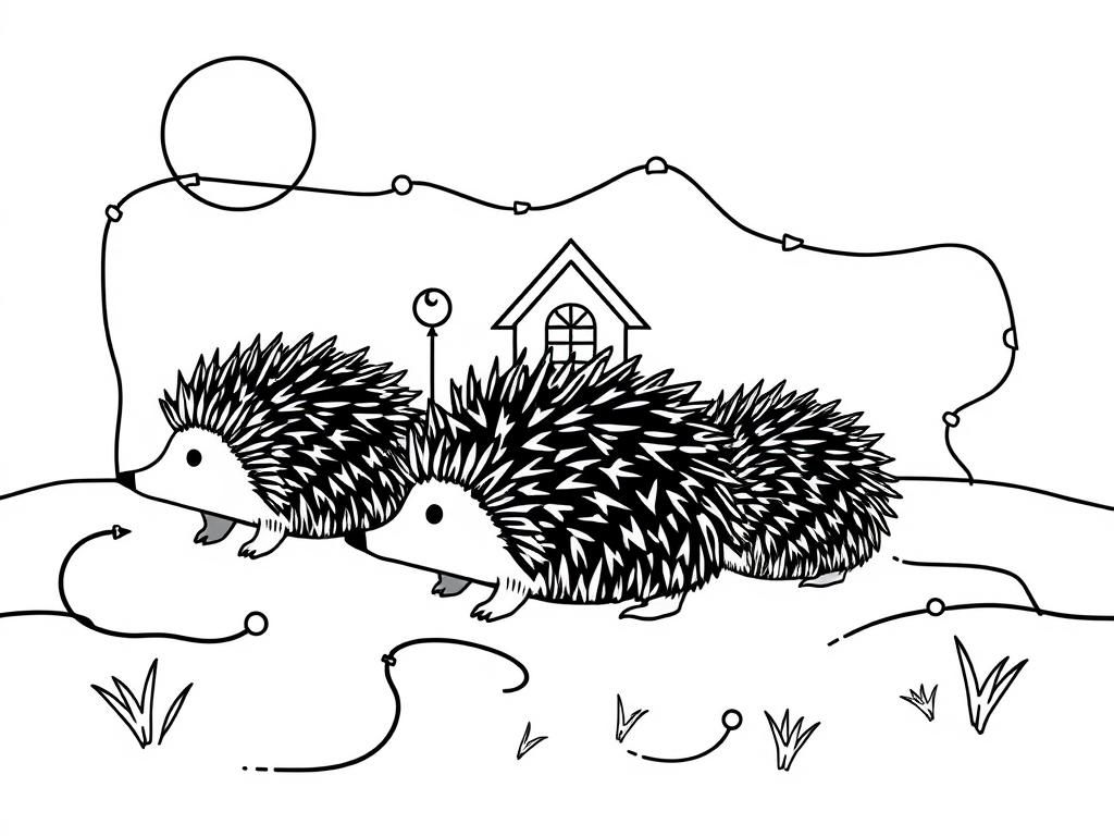 Electric circuits with some hedgehogs, a house and a moon.