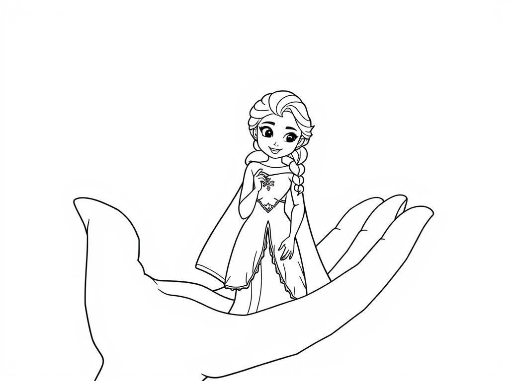 Elsa in Giant Hand Coloring Page