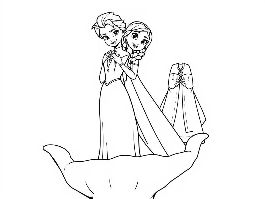 Elsa and Anna Frozen Coloring Page