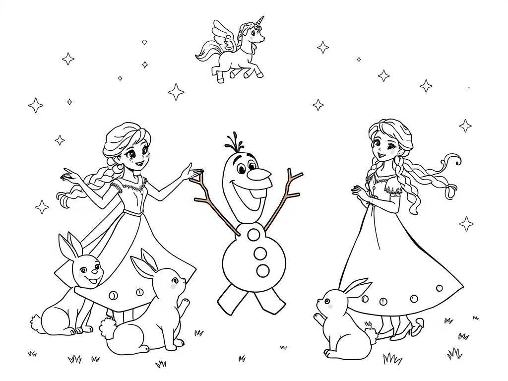 Frozen Friends Coloring Page