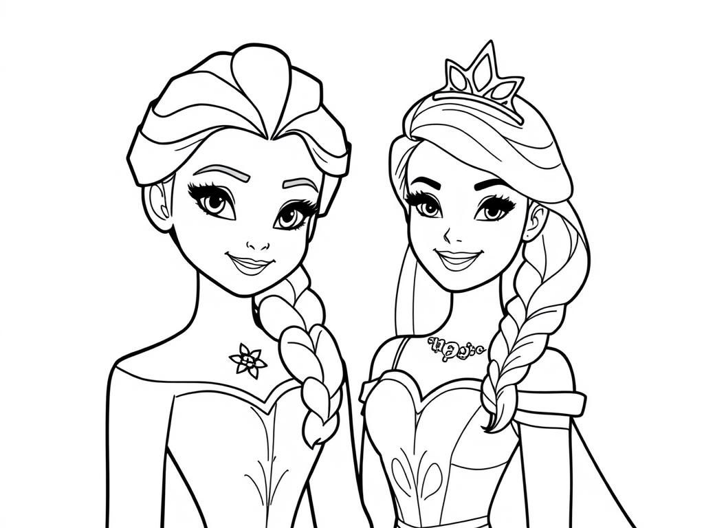 Elsa and Anna Coloring Page