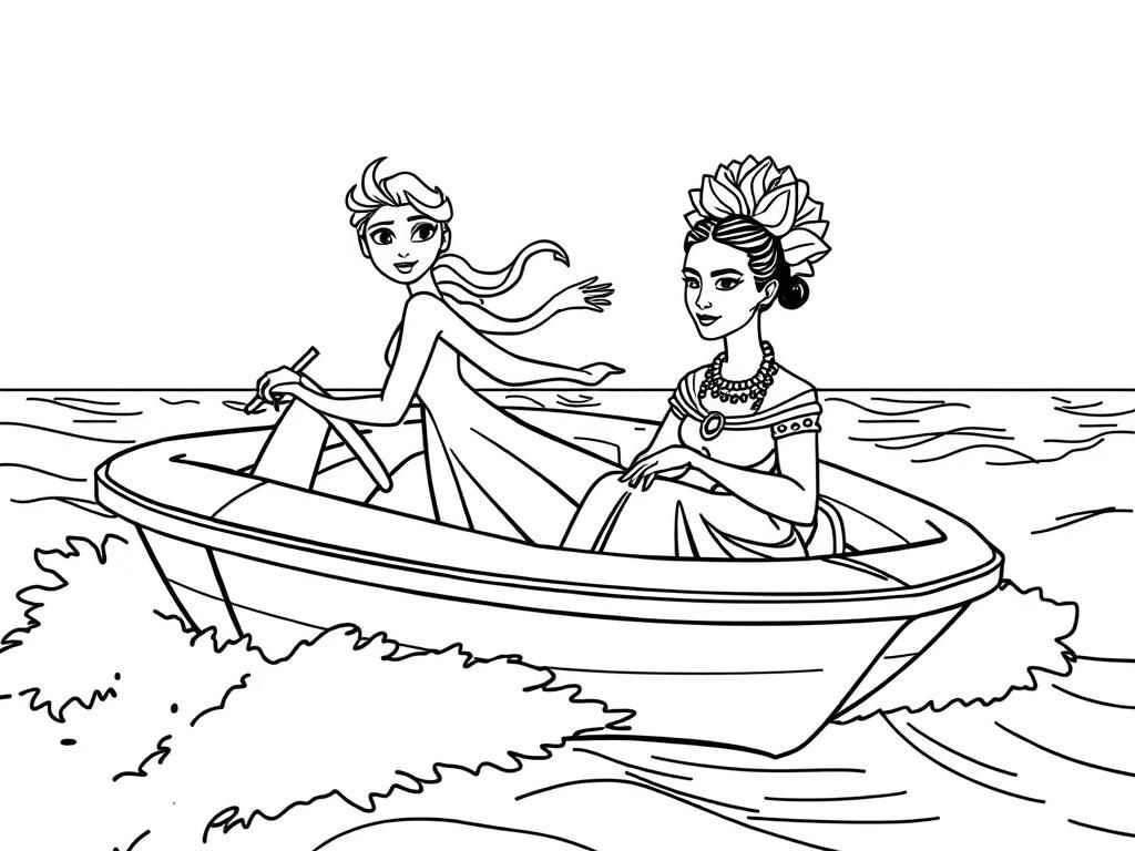 Preview of Elsa and Frida Kahlo on a speedboat