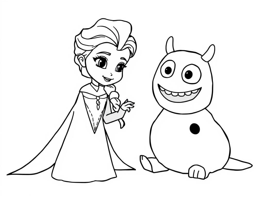 Elsa and Olaf Disney Coloring Page