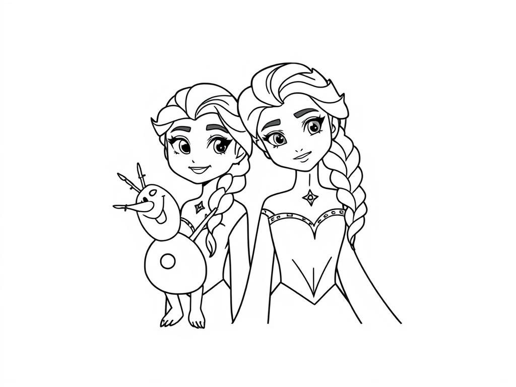 elsa and rumi - Free Printable Coloring Page