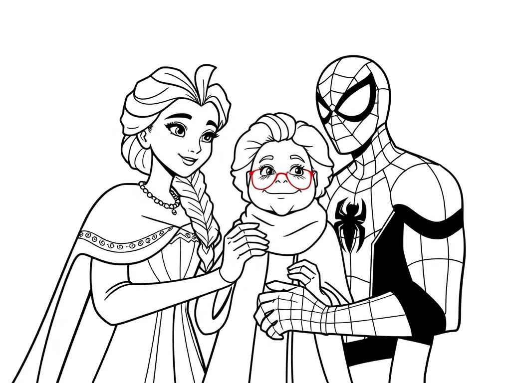 Disney and Marvel Coloring Page