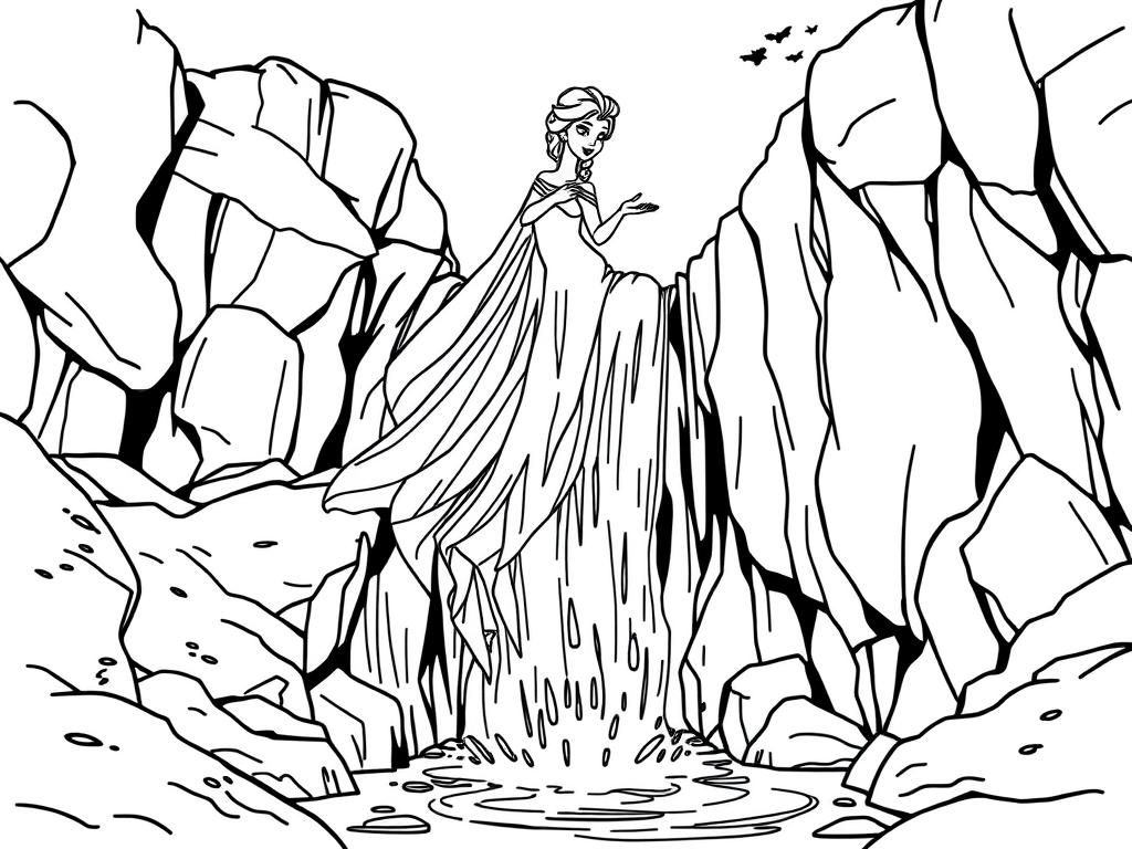 Preview of Elsa falling down a waterfall