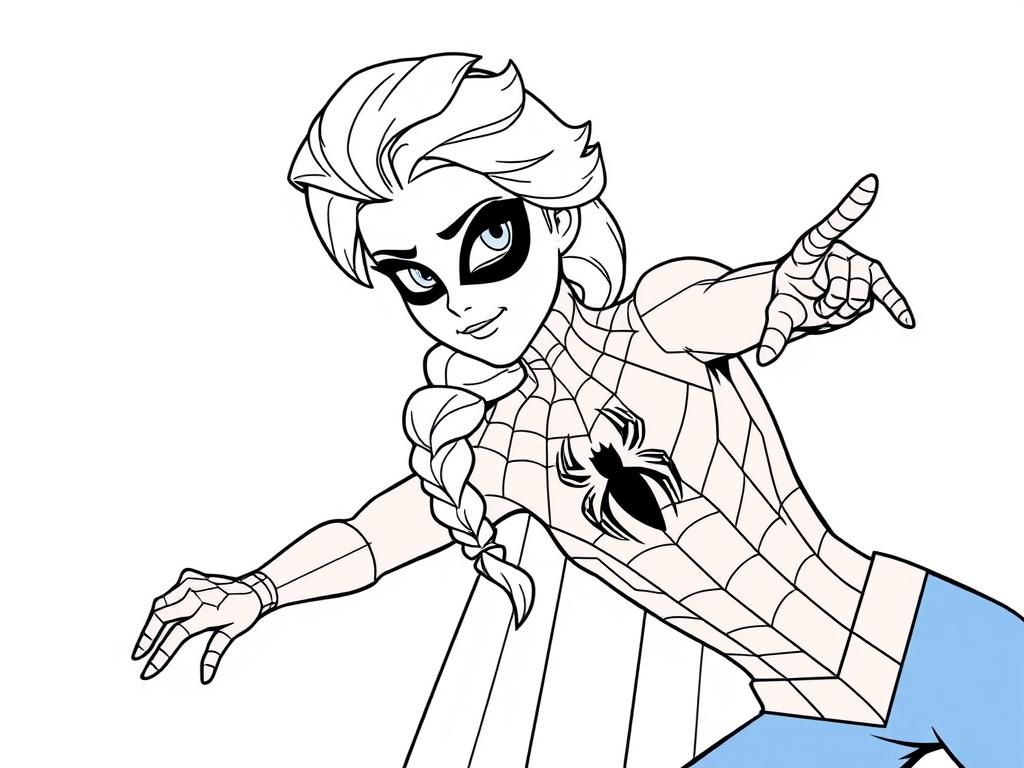 Elsa from Frozen dressed as Spiderman