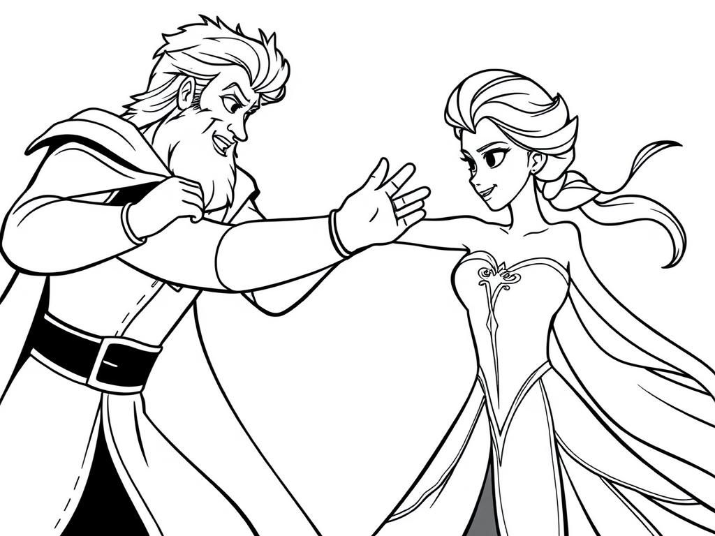 Elsa and Prince Hans Coloring Page