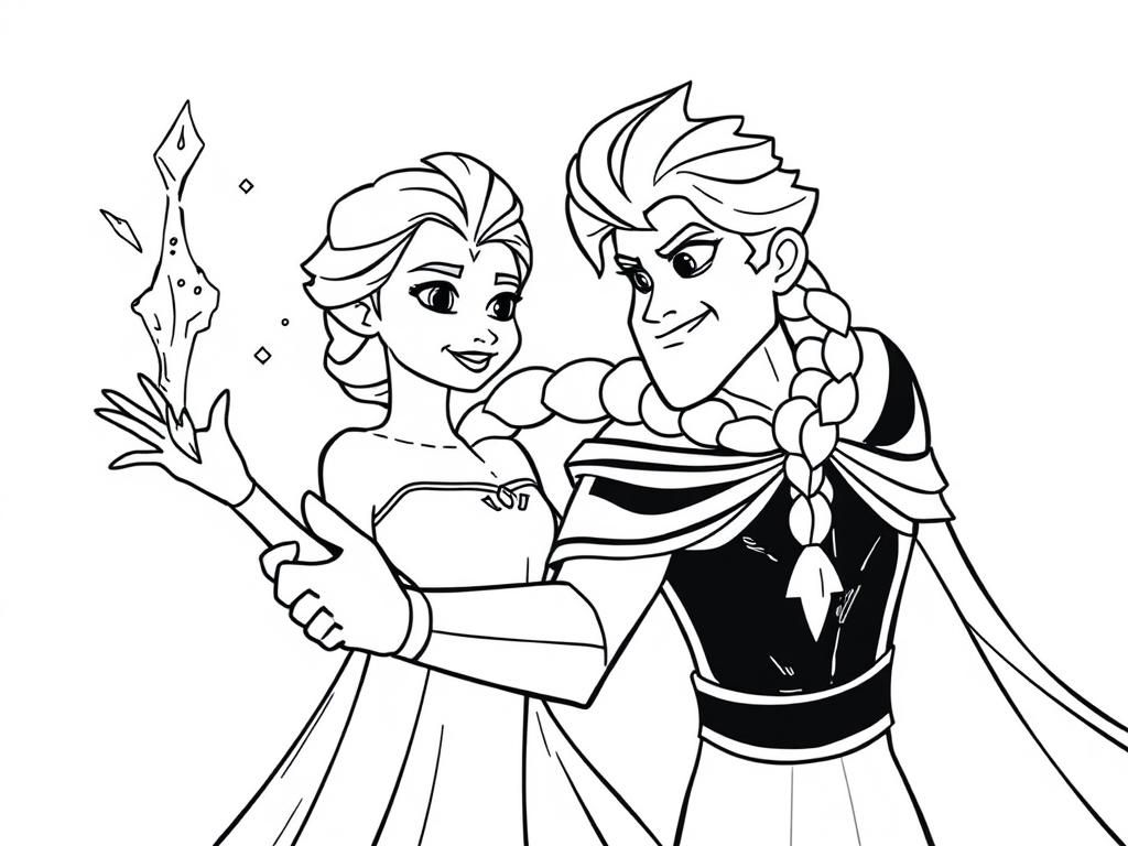 Elsa and Anna Frozen Coloring Page