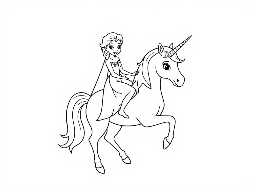 Elsa from Frozen on what is clearly a male unicorn