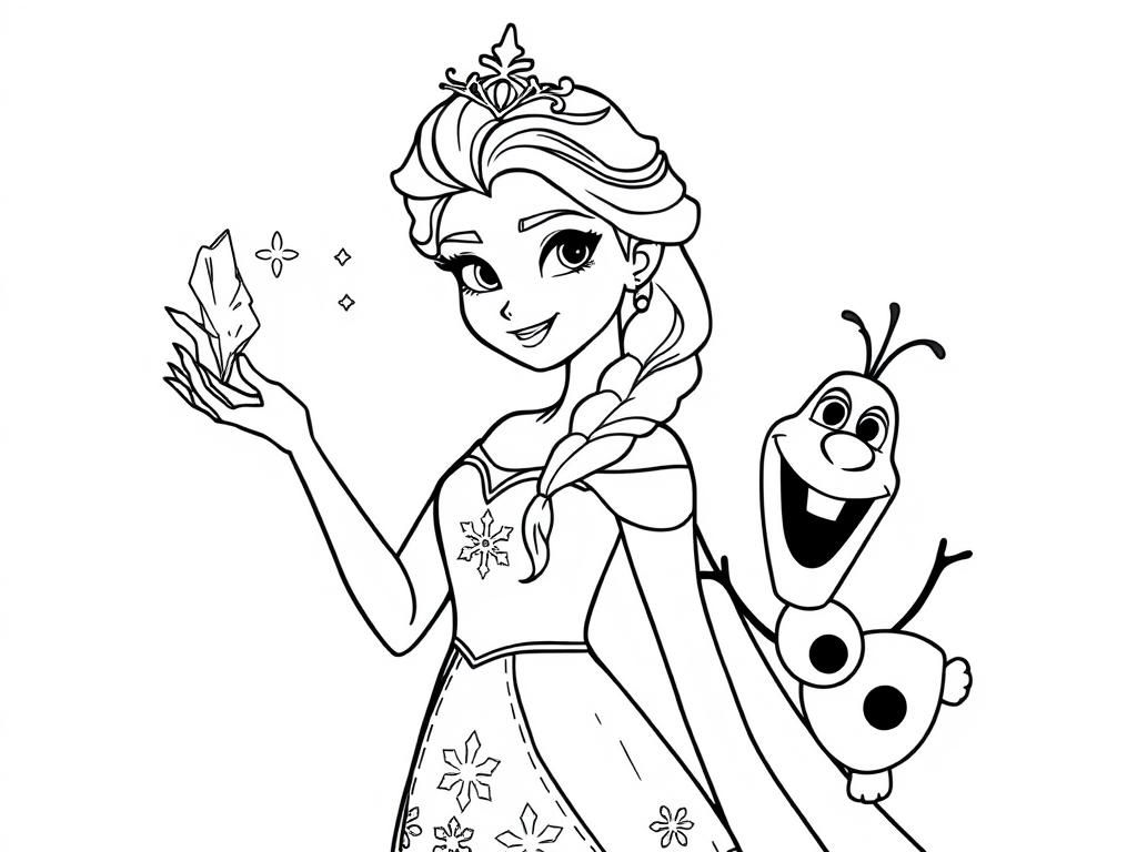 Elsa and Olaf Frozen Friends Coloring Page