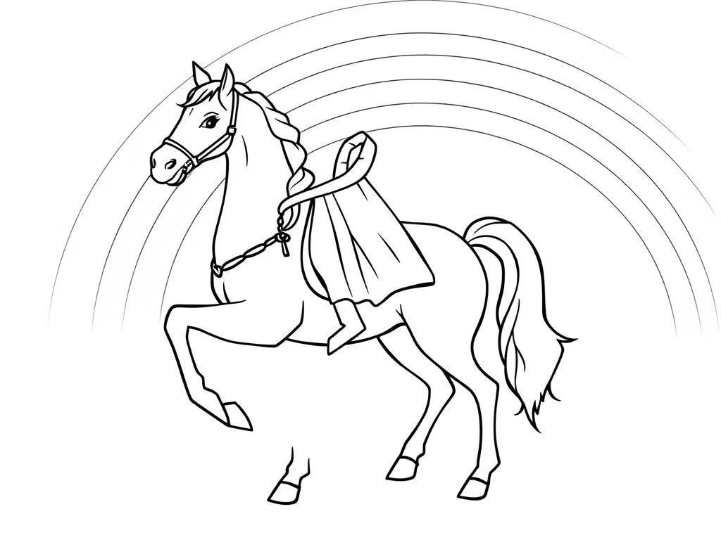 Preview of Elsa on a horse, rainbow background