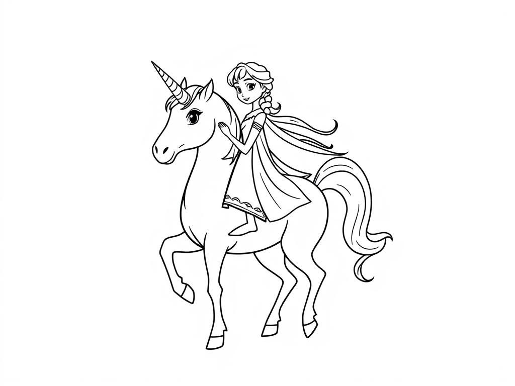 Princess Elsa Unicorn Coloring Page