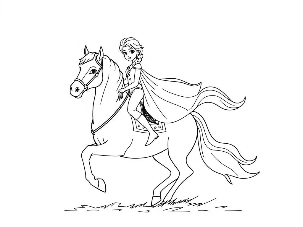 Frozen Elsa Horse Coloring Page