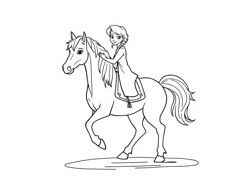 Girl Riding Horse Coloring Page