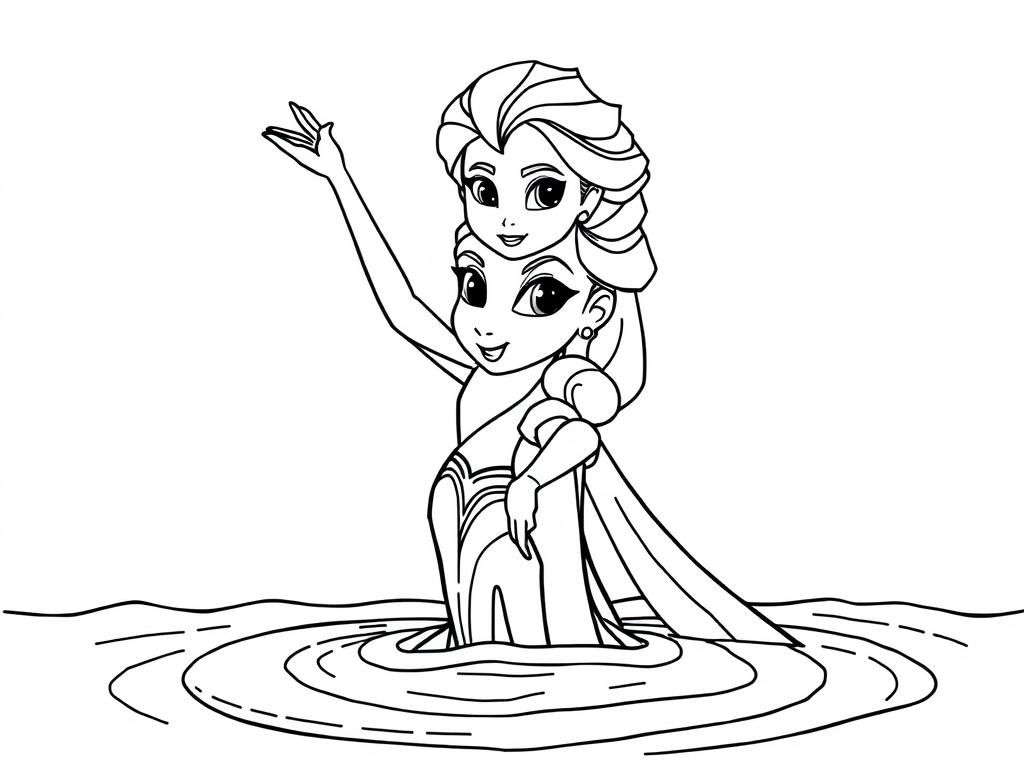 elsa on water nok - Free Printable Coloring Page
