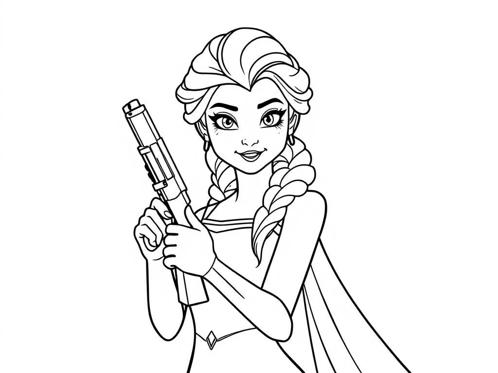 Preview of Elsa princess holding gun proud of carnage she caused