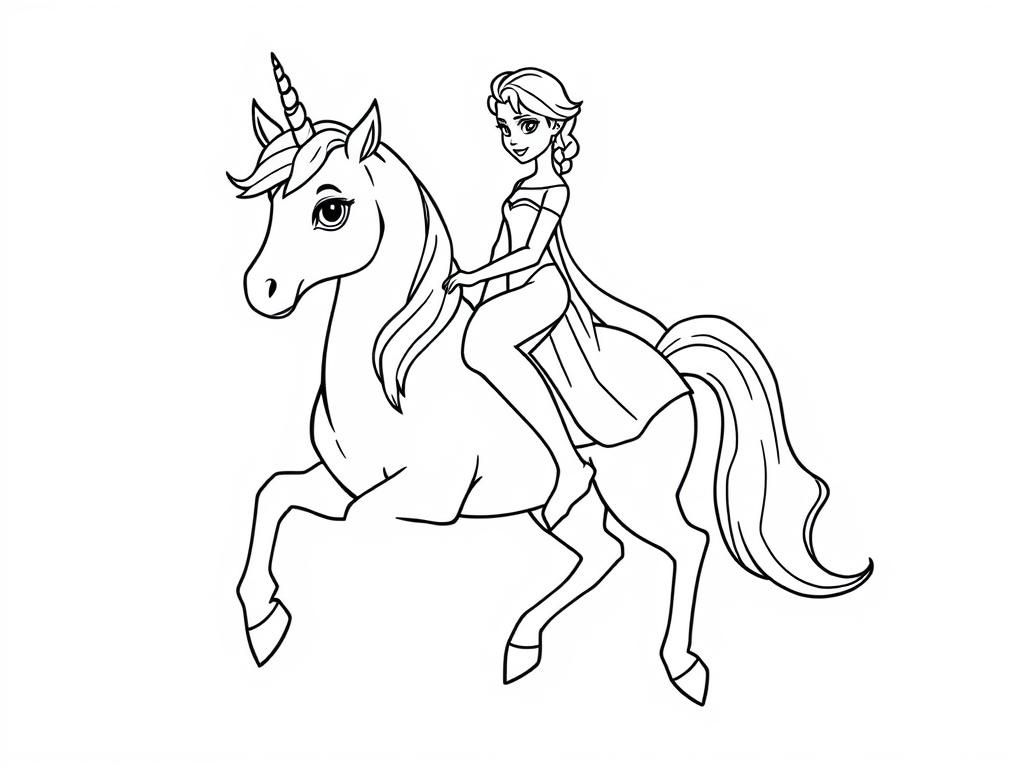 elsa riding a unicorn in portrait