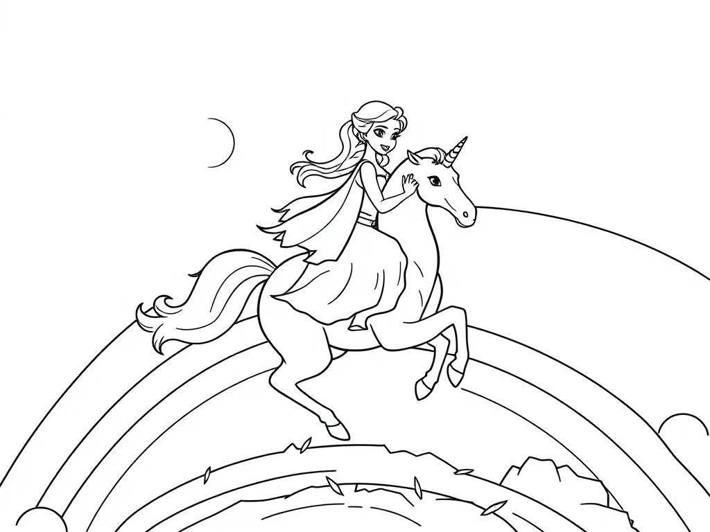 Magical Princess Unicorn Coloring Page