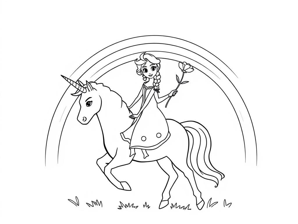 Unicorn Girl Coloring Page