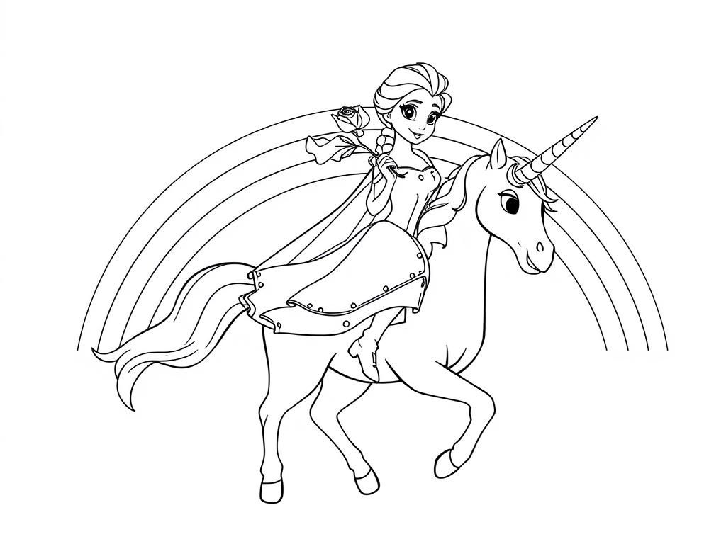 Princess Unicorn Coloring Page