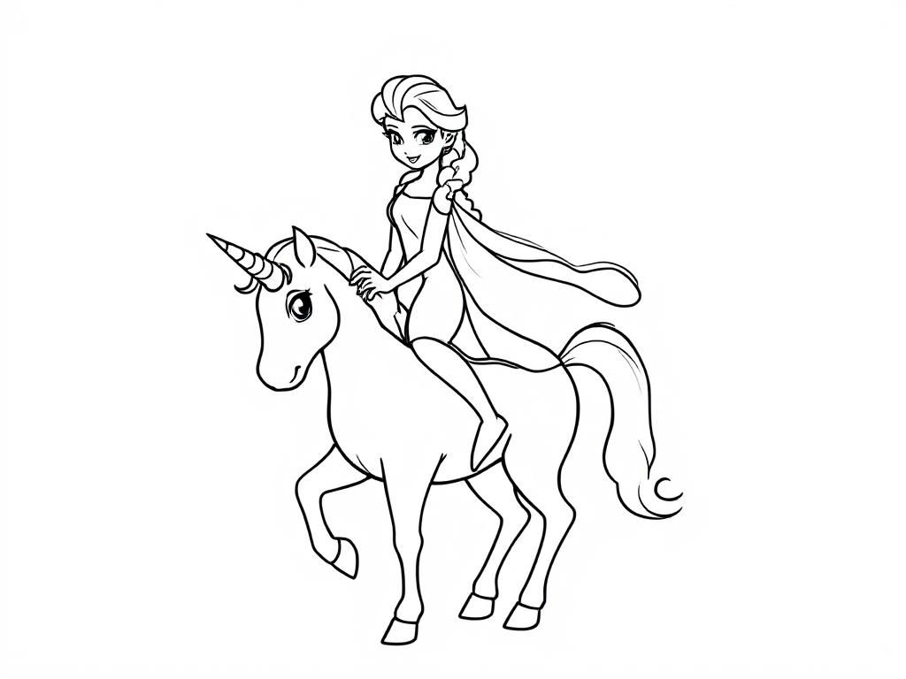 Elsa sitting on a unicorn