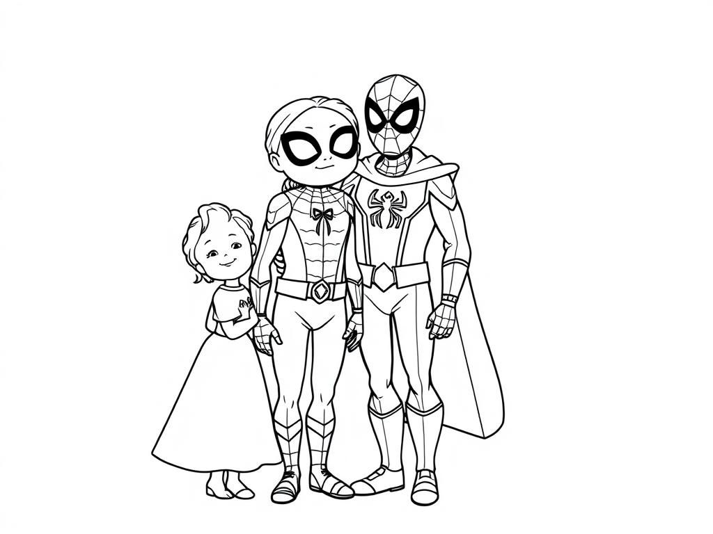 Superhero Family Coloring Page