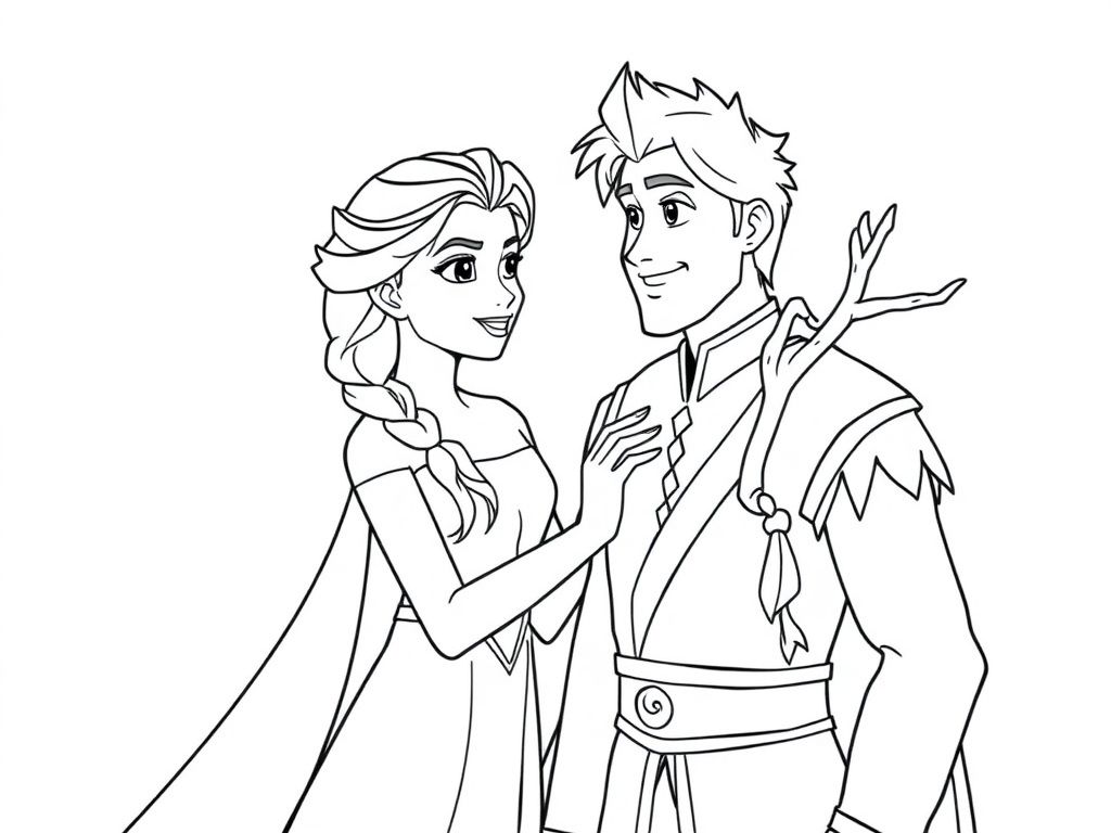 Elsa and Anna Frozen Coloring Page