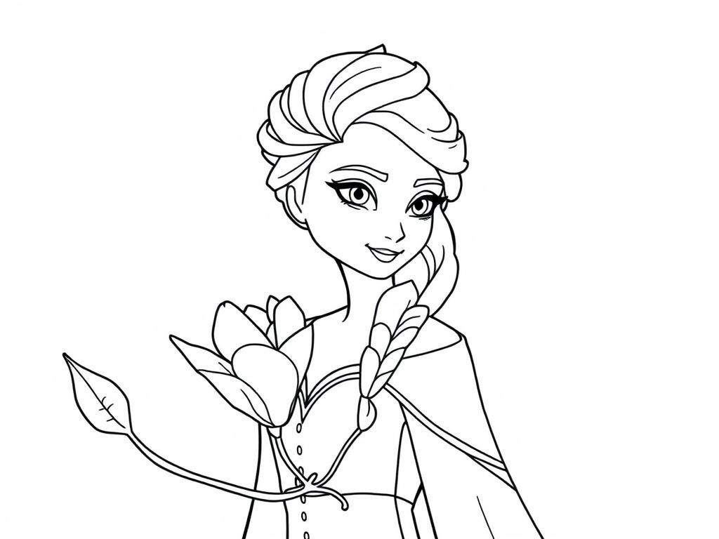 elsa with the name magnolia - Free Printable Coloring Page