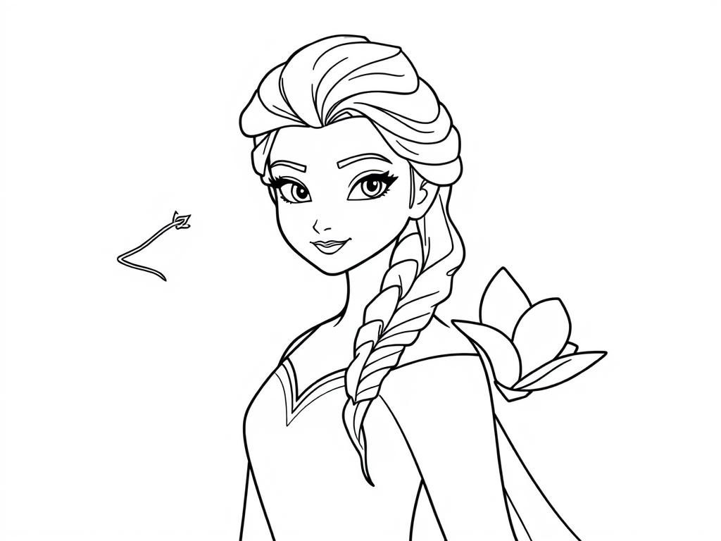 elsa with the name spell magnolia - Free Printable Coloring Page