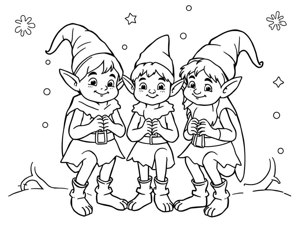elves - Free Printable Coloring Page