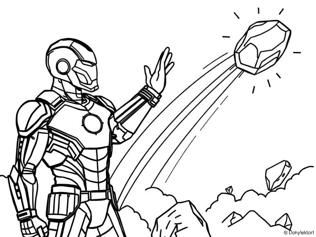 Preview of elza highfiving iron man with rainbow in the sky and meteorite