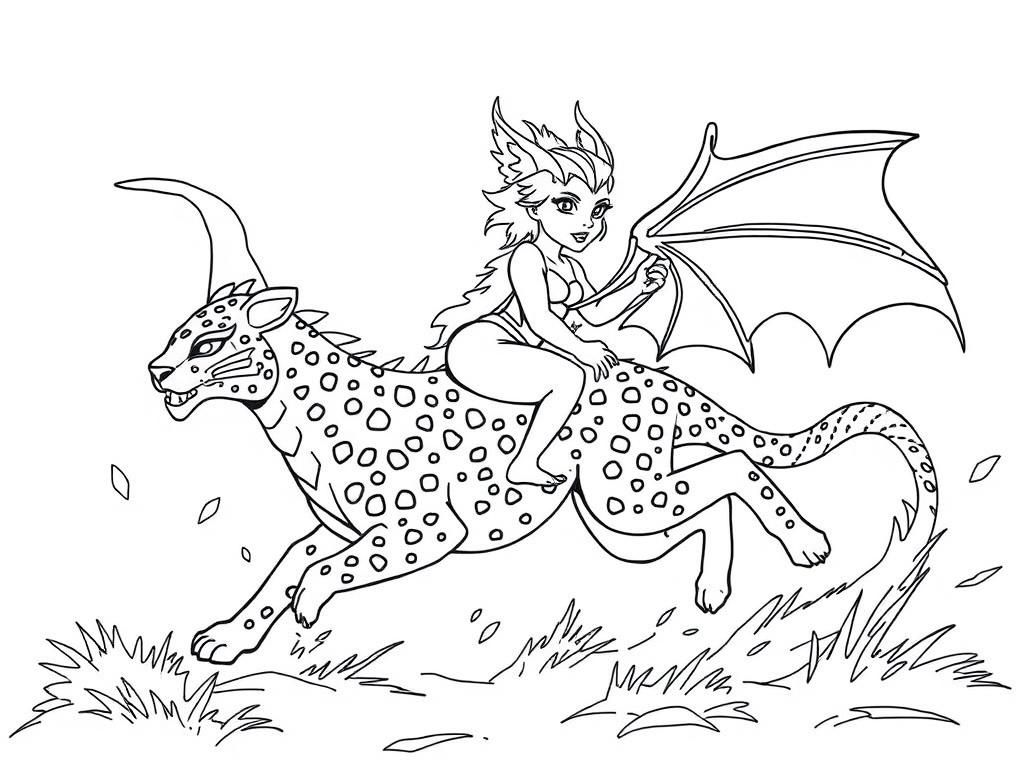 Preview of Elza on leopard chased by a dragon