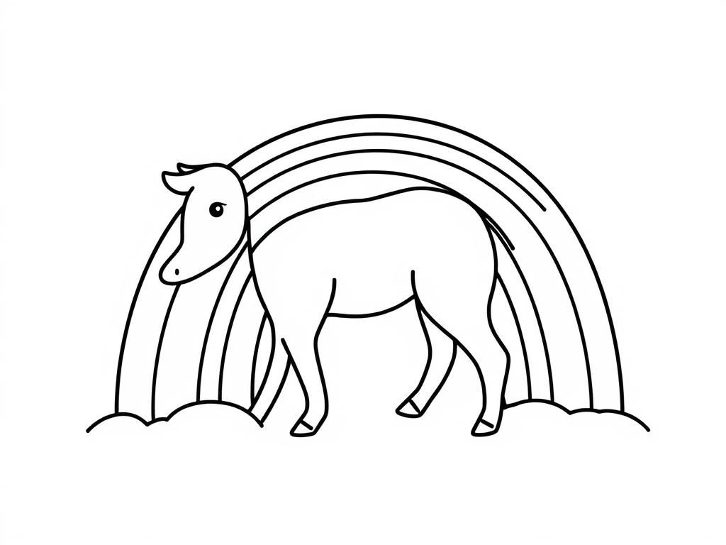 Horse Under Rainbow Coloring Page