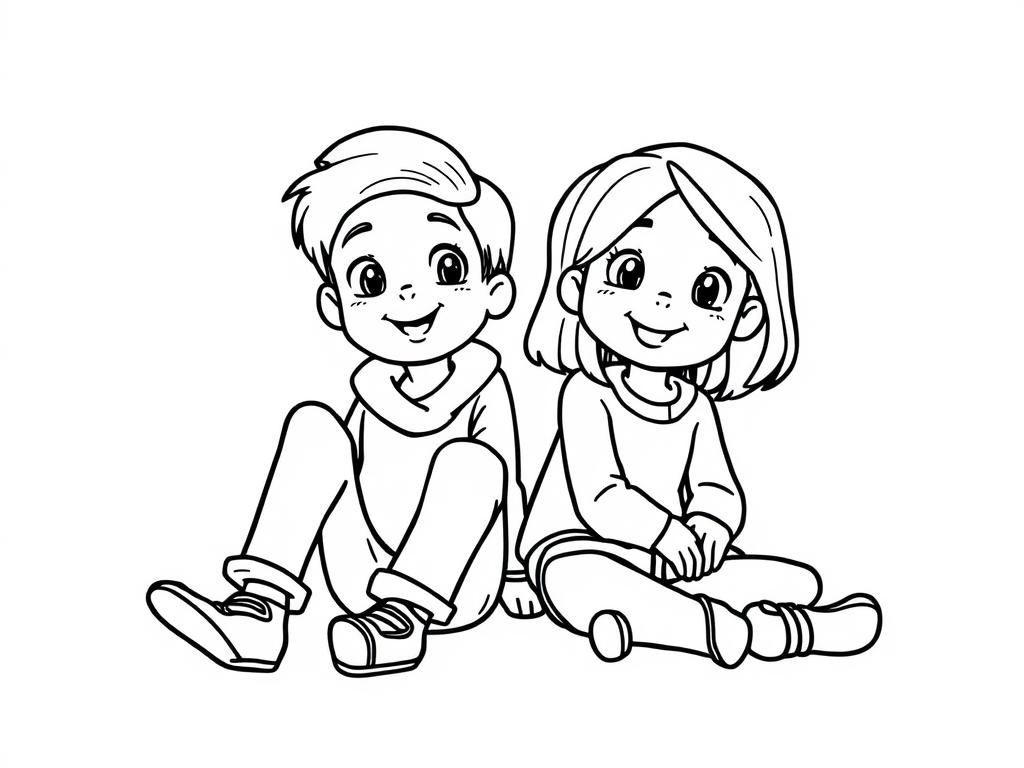Boy And Girl Coloring Page