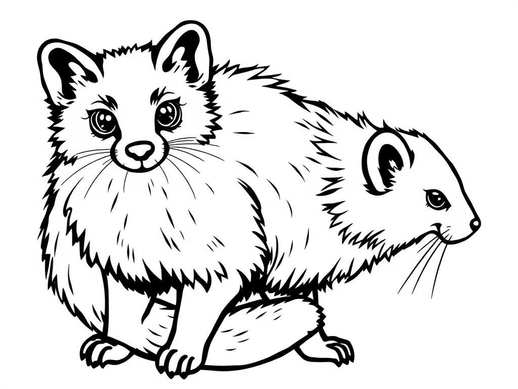 Coloring Page of a Pine Marten