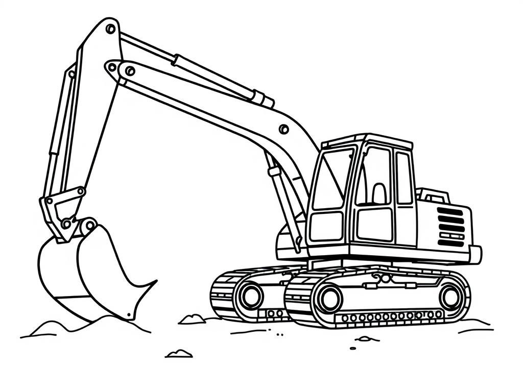 Kleurplaat van een graafmachine