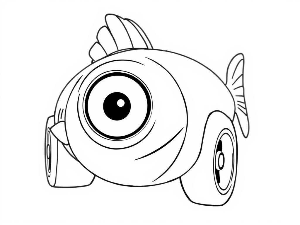 Coloring Page of a Big-Eyed Fish