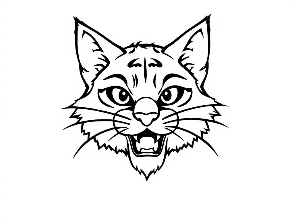Angry Cat Face Coloring Page