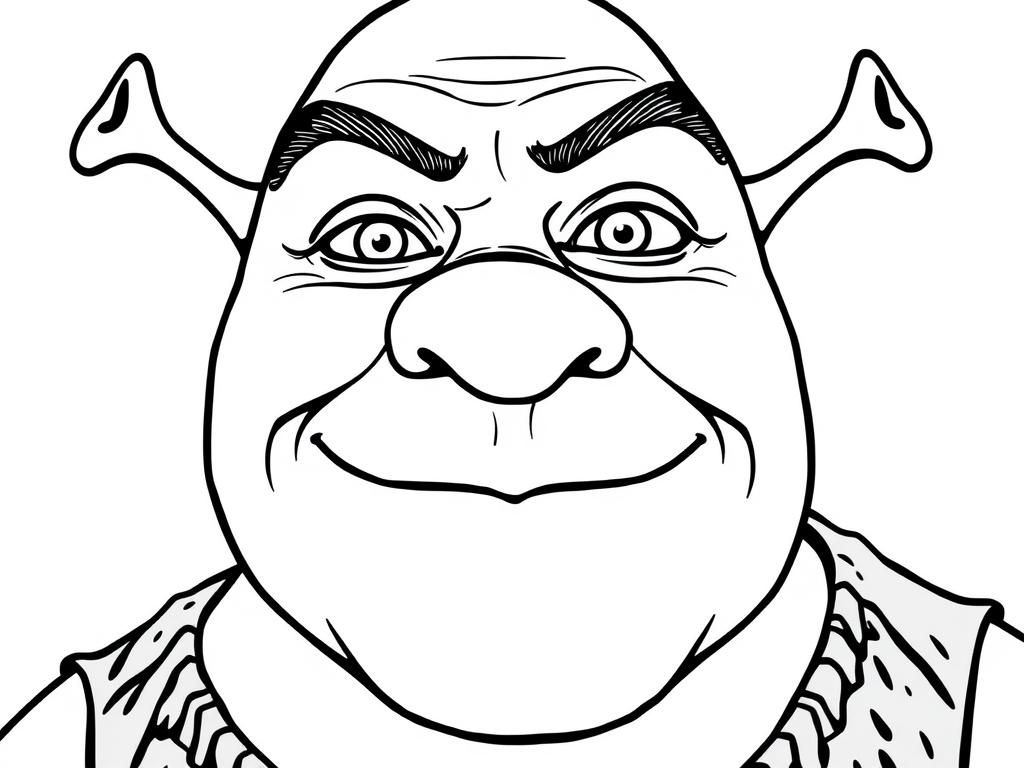 Preview of Face of Shrek in black and white