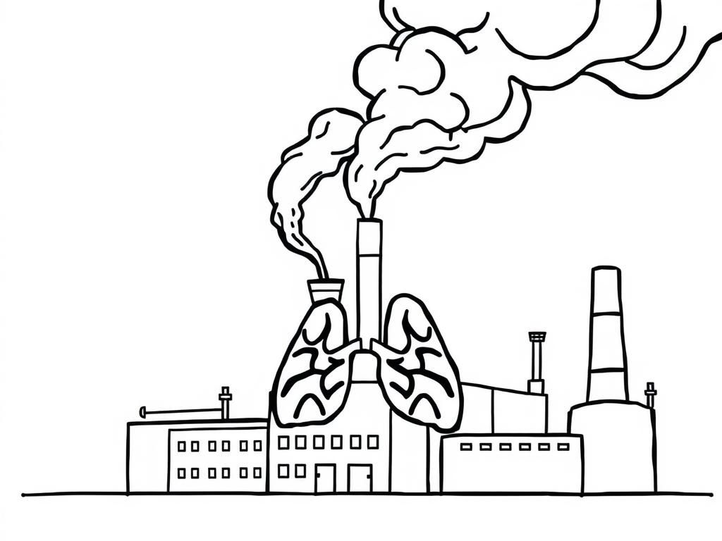 factory with lungs generating smoke