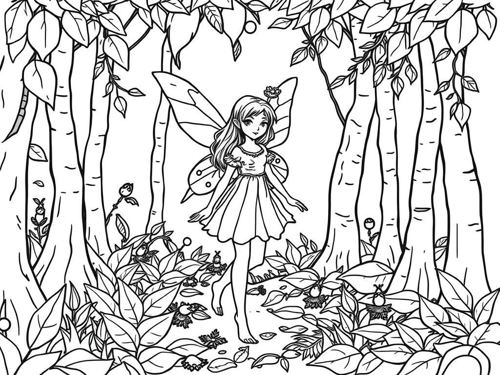 Preview of fairy girl portrait walking in magical forest nature leaves landscape moody fae