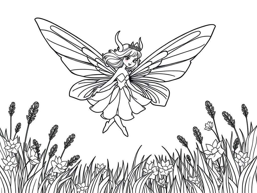 Fairy Coloring Page: Whimsical Fantasy