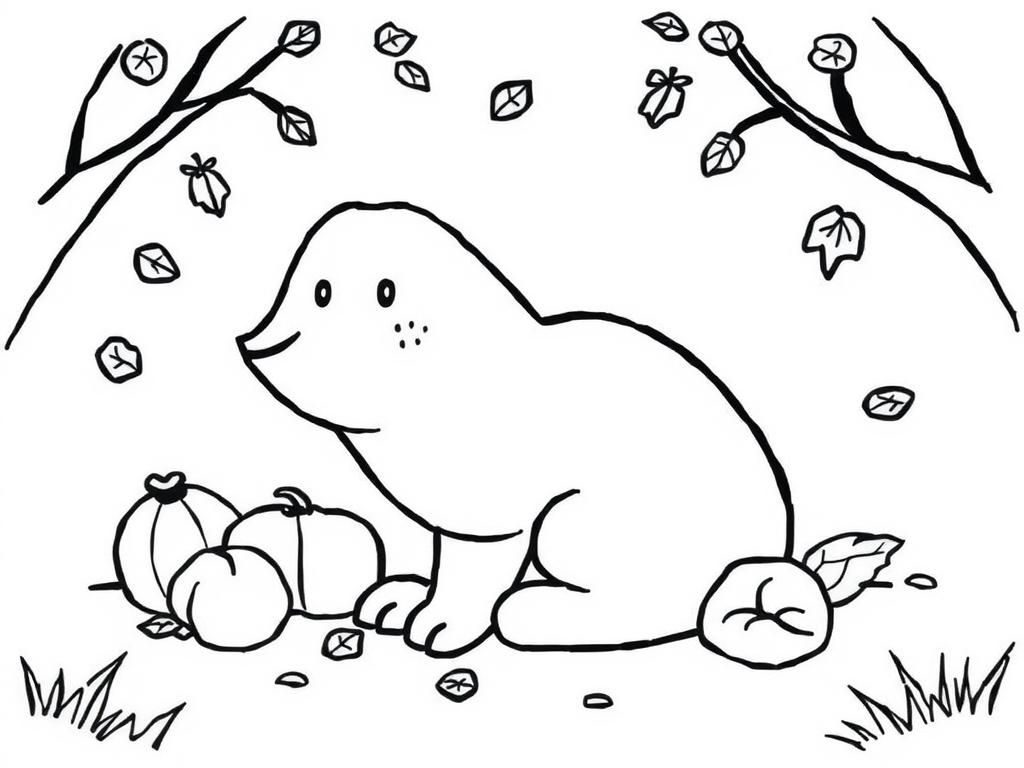 Cute Rabbit Autumn Coloring Page