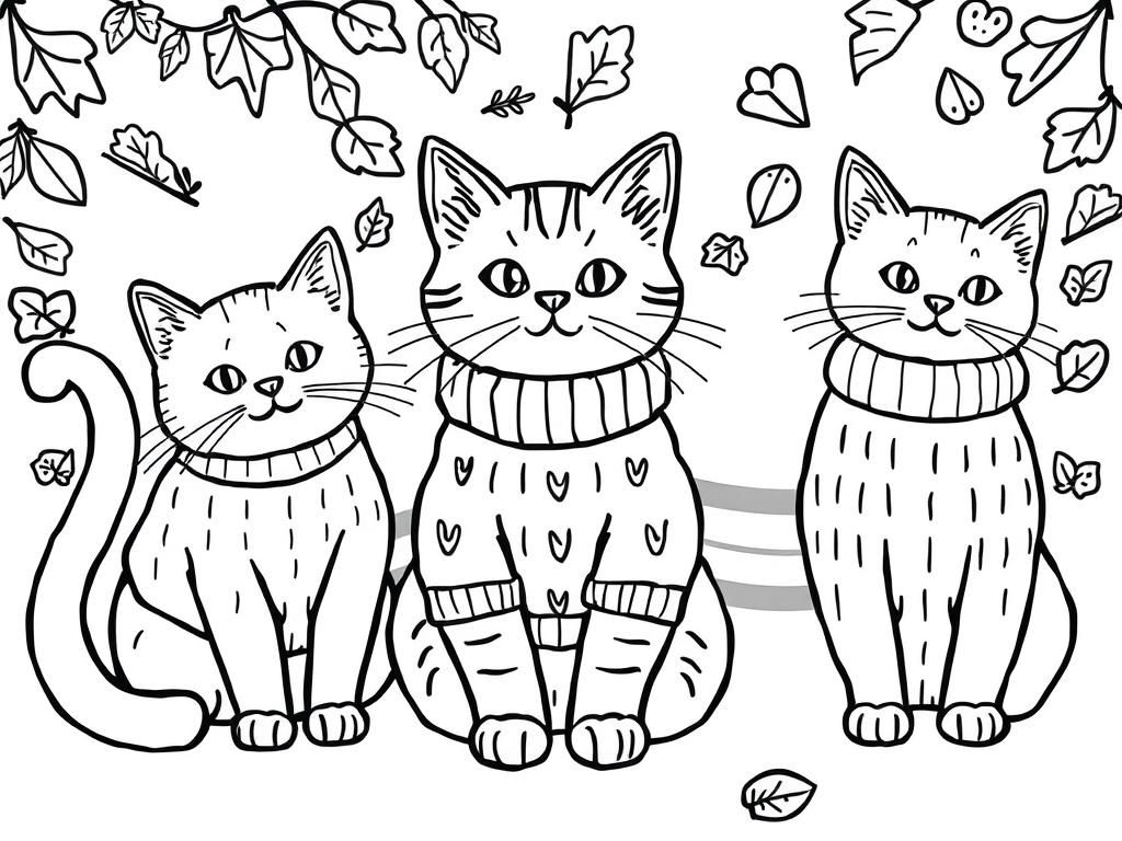 Cute Cats Coloring Page