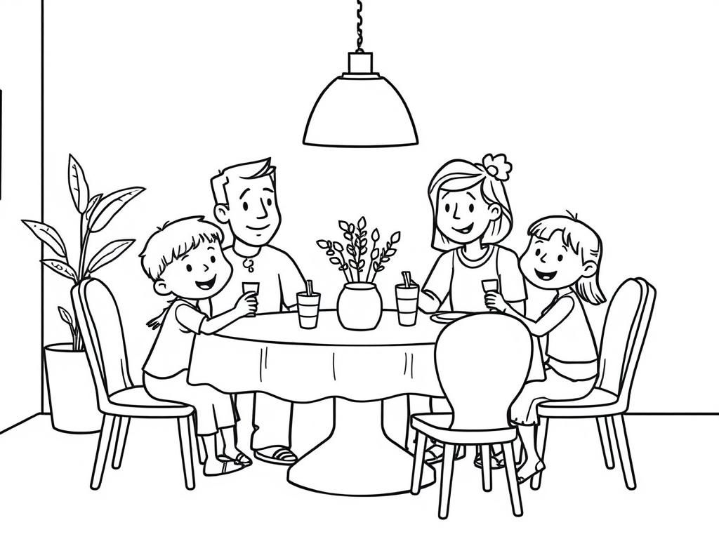 Kleurplaat Familiediner