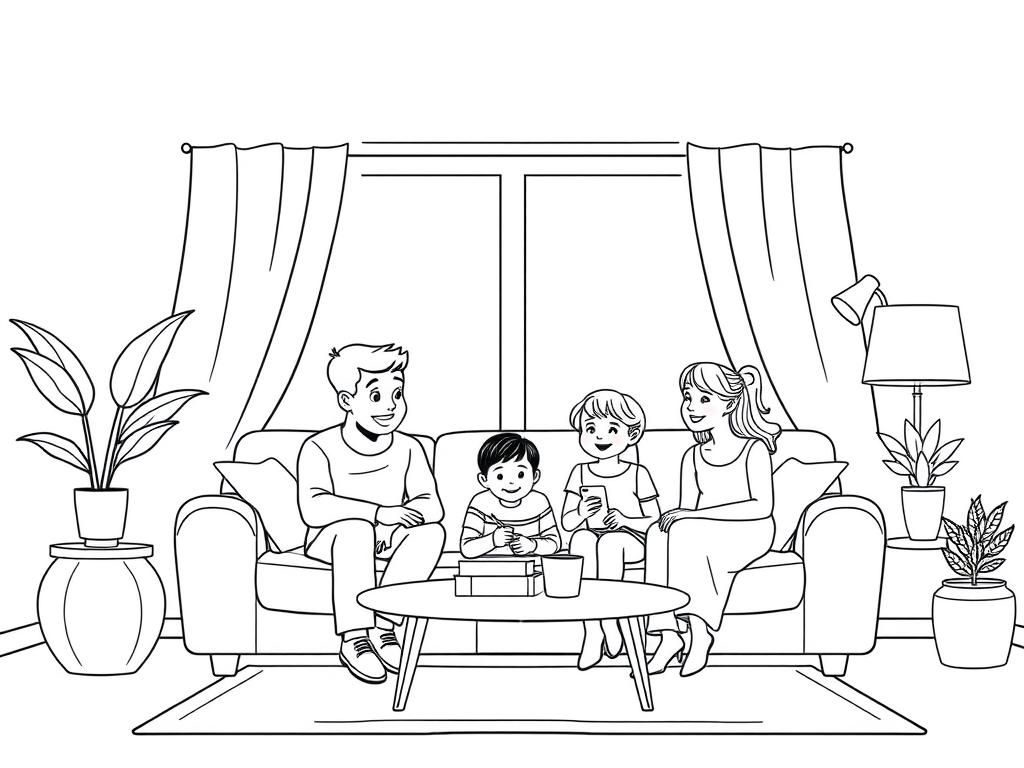LivingRoom Coloring Page